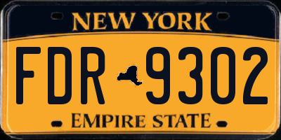 NY license plate FDR9302
