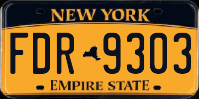 NY license plate FDR9303