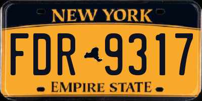 NY license plate FDR9317