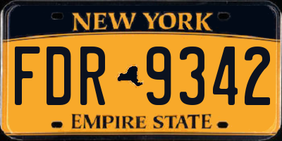 NY license plate FDR9342