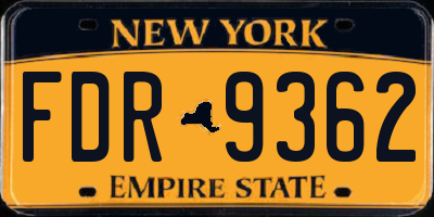 NY license plate FDR9362