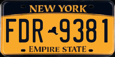 NY license plate FDR9381