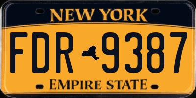 NY license plate FDR9387