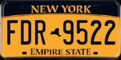 NY license plate FDR9522