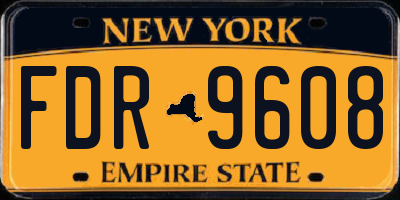 NY license plate FDR9608