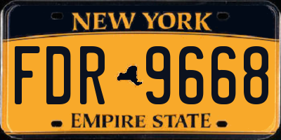 NY license plate FDR9668
