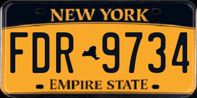 NY license plate FDR9734