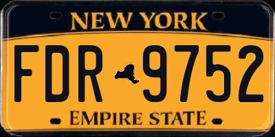 NY license plate FDR9752