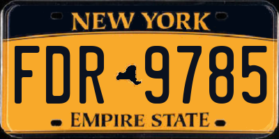NY license plate FDR9785