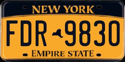 NY license plate FDR9830