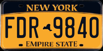 NY license plate FDR9840