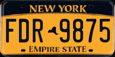 NY license plate FDR9875