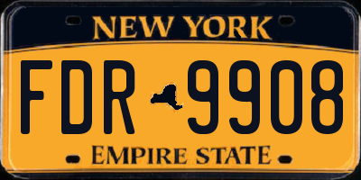 NY license plate FDR9908