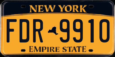 NY license plate FDR9910