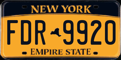 NY license plate FDR9920