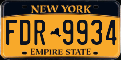 NY license plate FDR9934