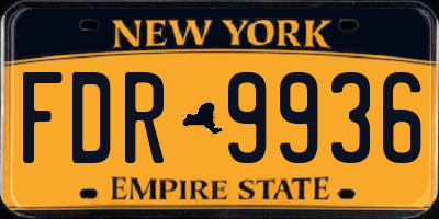 NY license plate FDR9936