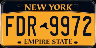 NY license plate FDR9972