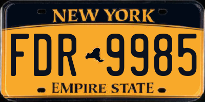 NY license plate FDR9985