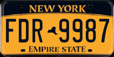 NY license plate FDR9987