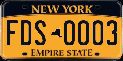 NY license plate FDS0003