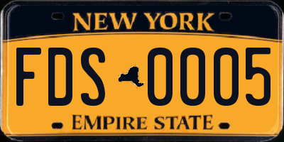 NY license plate FDS0005