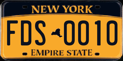 NY license plate FDS0010