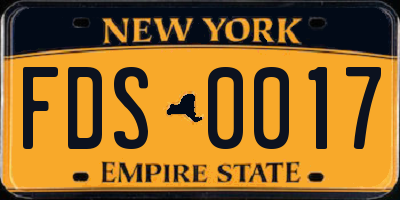 NY license plate FDS0017