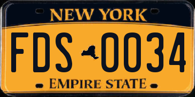 NY license plate FDS0034