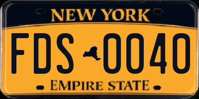 NY license plate FDS0040