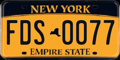 NY license plate FDS0077