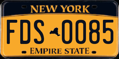 NY license plate FDS0085