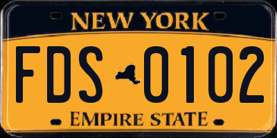 NY license plate FDS0102
