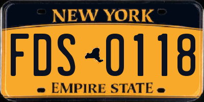 NY license plate FDS0118