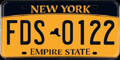 NY license plate FDS0122