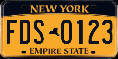 NY license plate FDS0123