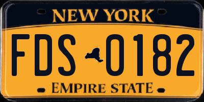 NY license plate FDS0182
