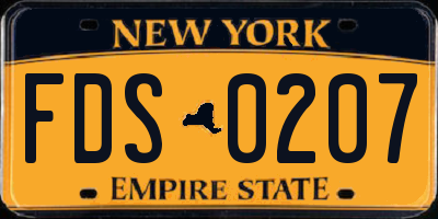 NY license plate FDS0207