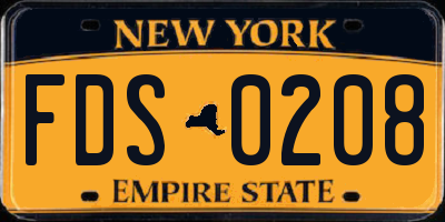 NY license plate FDS0208