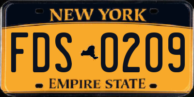 NY license plate FDS0209