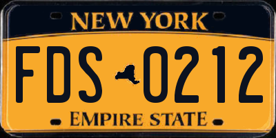 NY license plate FDS0212