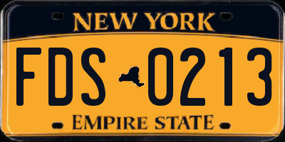 NY license plate FDS0213