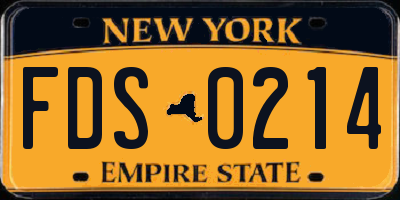 NY license plate FDS0214