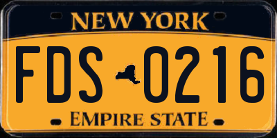 NY license plate FDS0216