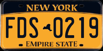 NY license plate FDS0219