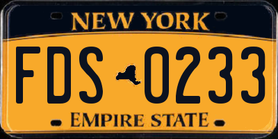 NY license plate FDS0233