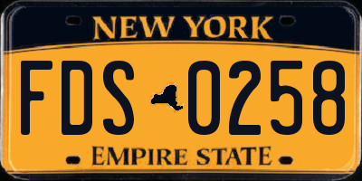 NY license plate FDS0258