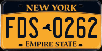 NY license plate FDS0262