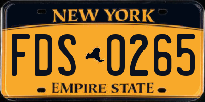 NY license plate FDS0265