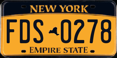 NY license plate FDS0278